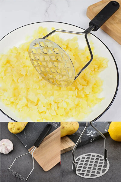 omilife Pratik 24 cm Lüks Paslanmaz Metal Patates Ezici  Patates Ezici Püre Y...