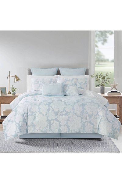 Orange Bed & Bath طقم سرير مزدوج باللون الأزرق من روزلين، 12 قطعة، 269 × 239 سم