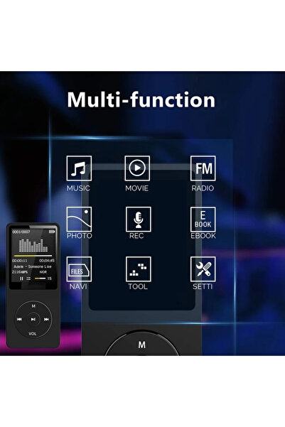Dynego Bluetooth Mp3 Mp4 Player Çalar Ses Kayıt Ve Hoparlör Fm Radyolu Şarjlı Dahili 8gb