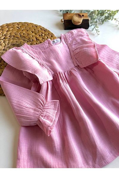 morpembej kadın erkek çocuk Cotton Muslin Fabric Girl's Bottom Top Double Set