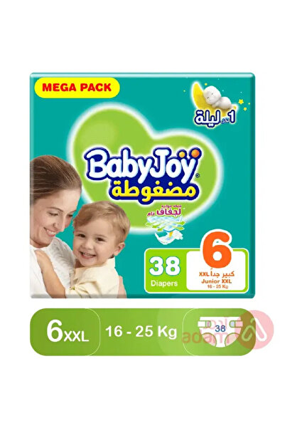 BabyJoy فوطة ماسية مضغوطة، مقاس 6، جونيور إكس إكس إل، 16+ كجم، عبوة كبيرة، 38...