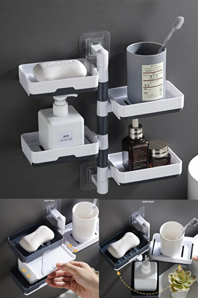 omilife 4 Katlı Banyo Rafı Ayarlanabilir Banyo Köşe Düzenleyici Sabunluk Duş ...