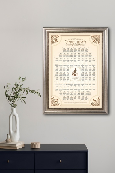 beedene Esmaül Hüsna Çerçeveli Türkçe Meal Islami Dini Tablo