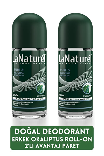 LaNaturel Doğal Deodorant Roll-on Erkek Okaliptüs Kokulu. 2'li Avantaj Paketi