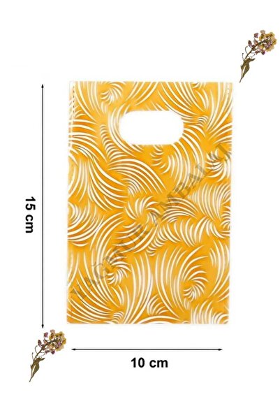 shop Yellow and White Patterned Handbag Gift 10X15Cm (25 Pieces)