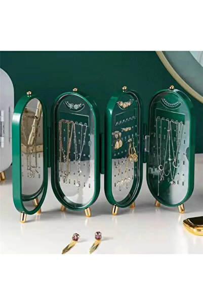 omilife 4 Compartment Mirrored Jewelry Organizer - Ring, Earring and Necklace Organizer