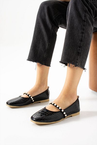 rumgay Balerini de damă, cu bandă, perlat, ușoare, confortabile, elegante, pentru birou, pentru birou, pantofi de zi cu zi