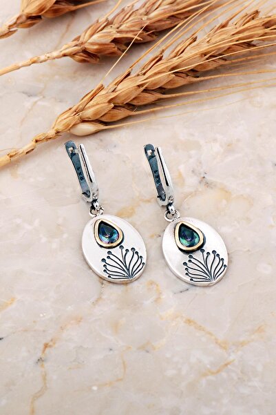 Sümer Telkari Mistik Topaz Taşlı Hayat Ağacı Elişi Gümüş Küpe 7200