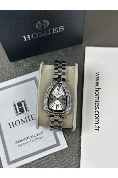 Homies ساعة يد نسائية بهيكل بيضاوي من الحجر ضمان لمدة عامين ضد الماء