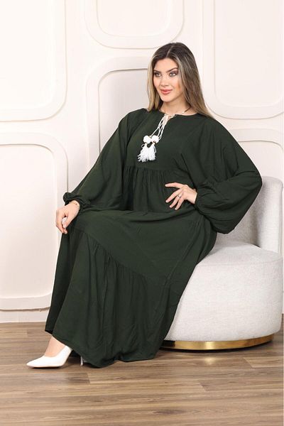 mervemoda Γυναικείο υφαντό μακρύ φόρεμα με μανίκια νυχτερίδας