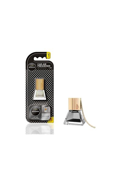 Aromacar AROMA CAR PRESIGE WOOD/GLASS HANGING SILVER 7ml