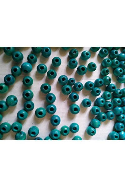Selin Ahşap boncuk 8 mm 100 gr  (490 Adet) Turkuaz