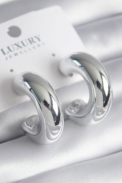 Skygo Brass Silver Color Hoop Model Women's Earrings - TJ-BKP8542