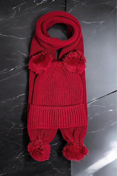 Meriç bebe Girls&Boys Thessaloniki Knitted Pompom Scarf Beanie Set 1-5 Years