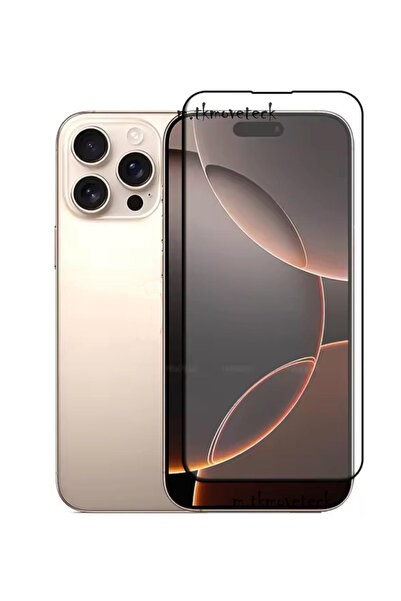 inteknoloji İphone 16 Pro Max Uyumlu Tam Kaplar Parlak 5d Ekran Koruyucu Kırılmaz Cam HD ANTİSTATİK