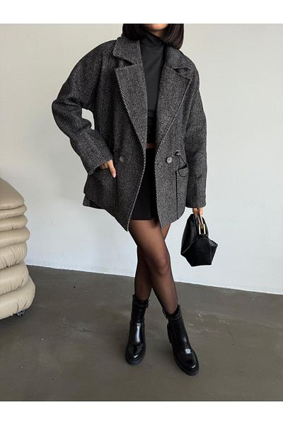 Roll Women's Anthracite Waist Cinchable Short Coat