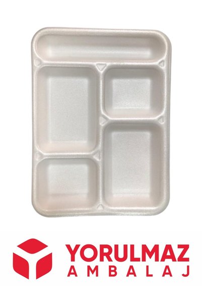 yorulmaz ambalaj 5 Bölmeli Kullan At Köpük Tabak 100 Adet