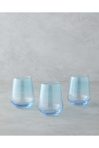 English Home Poppy Glass Blue Set of 3 Glasses - 425 ml