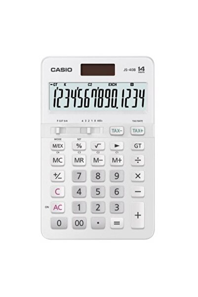 Casio 2/JS-40B-WE Beyaz Profesyonel 14 Hane Masa Üstü Hesap Makinesi
