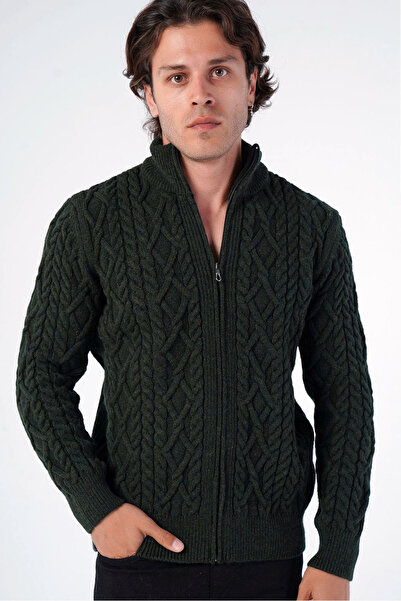 MissThetis Fitilli Dik Yakalı Saç Örgülü Yünlü Uzun Kollu Fermuarlı Cepsiz Ba...