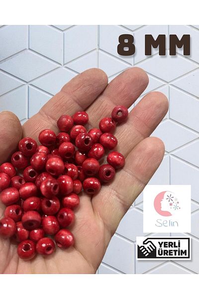 Selin Wooden beads 8 mm 100 gr (avg. 390-430 pieces) Red