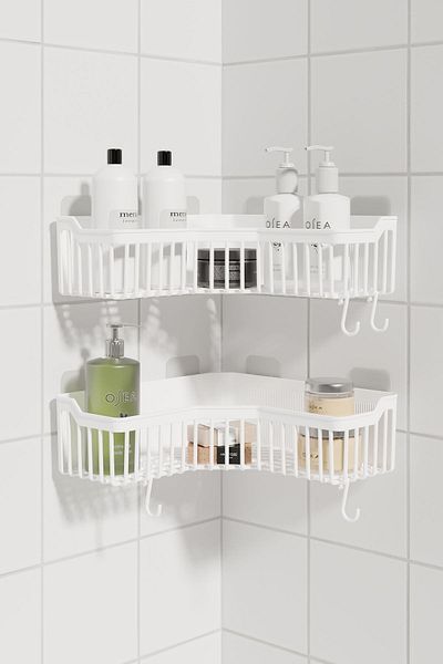 Sas Haus Banyor Corner Adhesive Bathroom Shelf - 2-Piece Wall Shampoo Holder, Organizer and Organizer