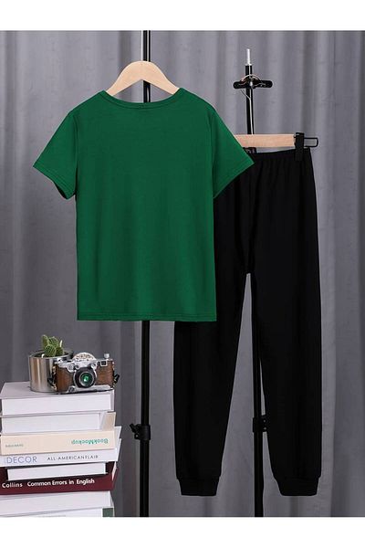 uyguntarz Σετ φόρμας Unisex White Fs Printed Black Cargo