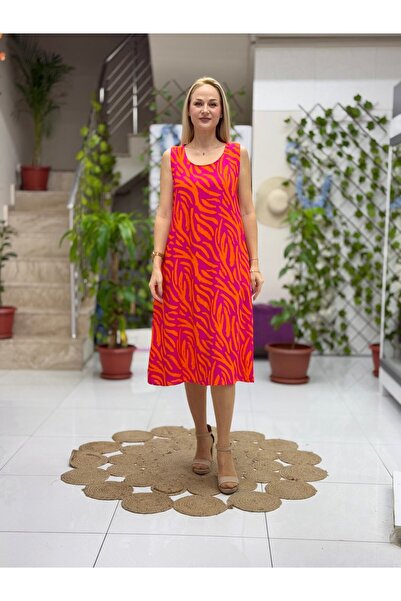 Punta Otantik AL40109 فستان فسكوزي بأشرطة Alaçatı