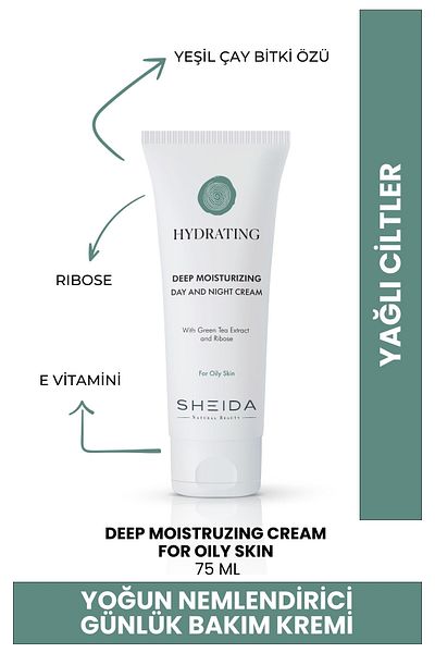 Sheida Hydrating Green Tea Extract Intensive Moisturizing Night Day Cream for Oily Skin - 75 ml