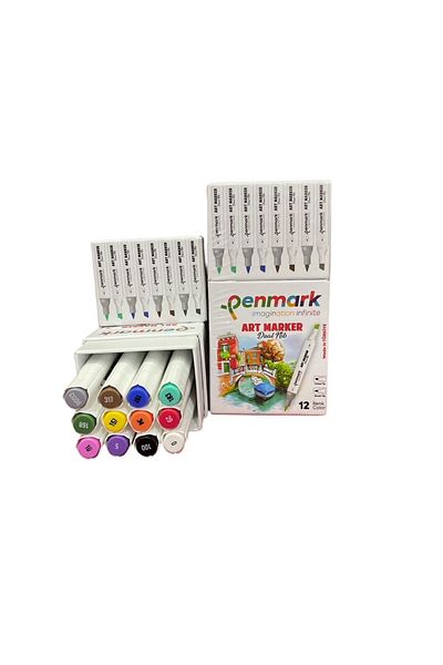 penmark Marker Pen Set of 12 Double Tips (Made in Turkey)