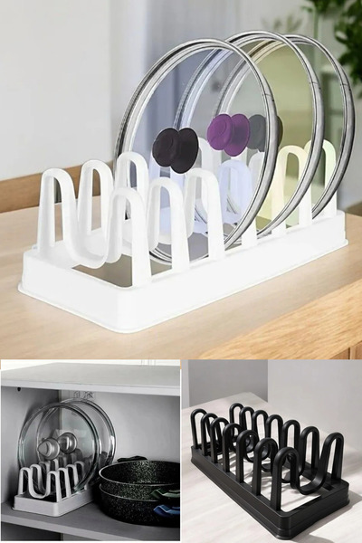 omilife 6 Compartment White New Model Platestone Plate Organizer Cookware Pan Lid Organizer