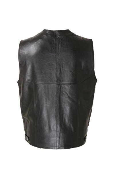 Sanalbolluk Oversize Black Color Leather Vest