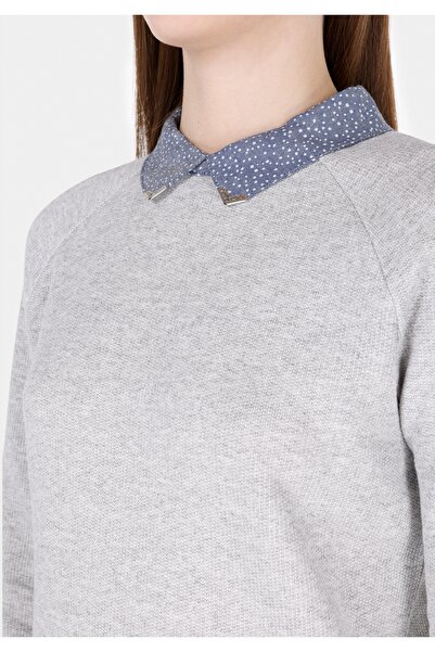 Colin's Regular Fit Shirt Neck Düz Kadın Gri Uzun Kol Tshirt U.kol Cl1072547