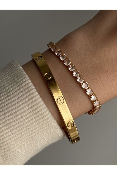 STAİNLES Carti Model Handcuffs & Waterway Steel Bracelet Set