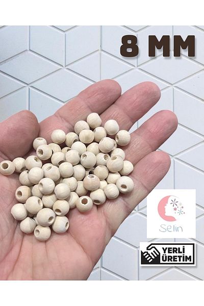 Selin Economic Package 8 mm Raw Unprocessed Wooden Beads - 200 Grm. (± 800-1000 Pieces)