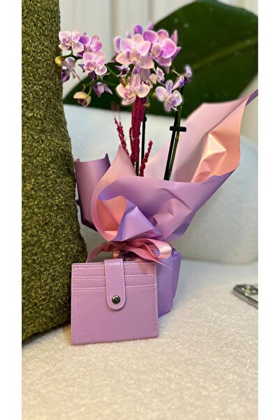 Lydie's Portofel din piele artificială strălucitoare cu detaliu pentru carduri