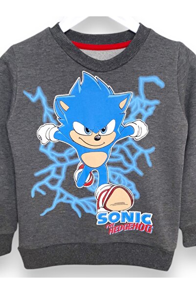 LİTTLE TORTOİSE Sonic Printed Dark Anthracite Color Long Sleeve Seasonal Soft Textured Boy's Sweatshirt Set