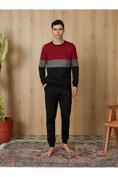 Doreanse Men's Garnished Black T-Shirt Pajama Set 4734