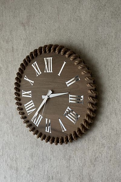 SepetDoluyor 40X40 cm Decorative Wall Clock with Wicker Rope - 18 Color Options, Quiet and Durable Mechanism
