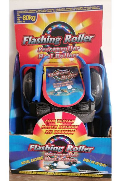 Bundeba Blue Lighted 2 Wheel Heel Skates 80 kg Carrying Capacity