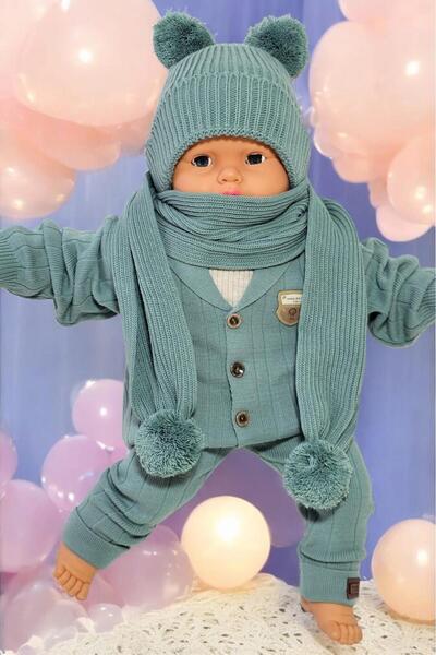 Meriç bebe Girls&Boys Thessaloniki Knitted Pompom Scarf Beanie Set 1-5 Years