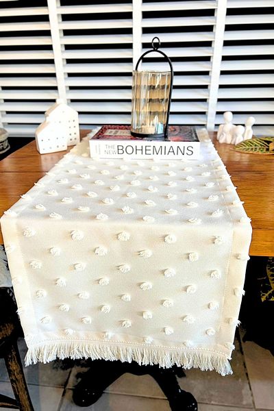 bufidik Πομπόν με υφή με κρόσσια 40x140 cm