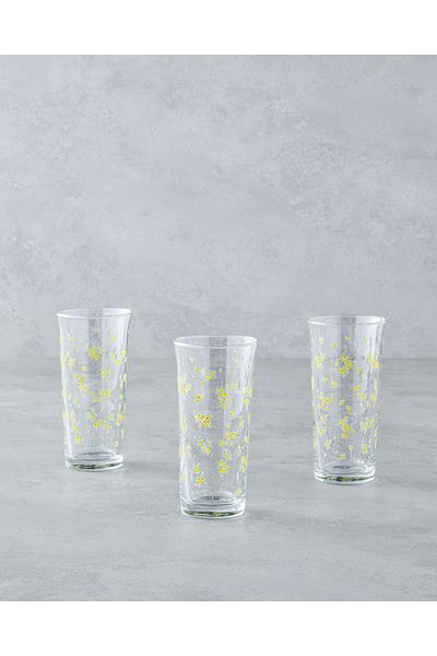English Home Yellow Petal Glass Set of 3 Glasses - 290 ml