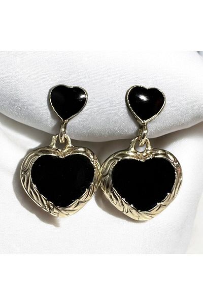 Store Double Heart Dangle Heart Earrings