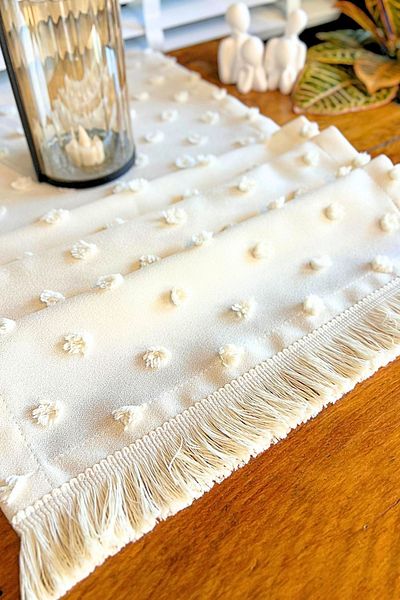 bufidik Πομπόν με υφή με κρόσσια 40x140 cm