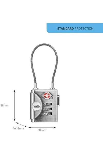 NcK Emlshop - Blister - Gray (Tsa Approved) Padlock Wired Combination Ytp3/32/350/1 New Vdesing 986362