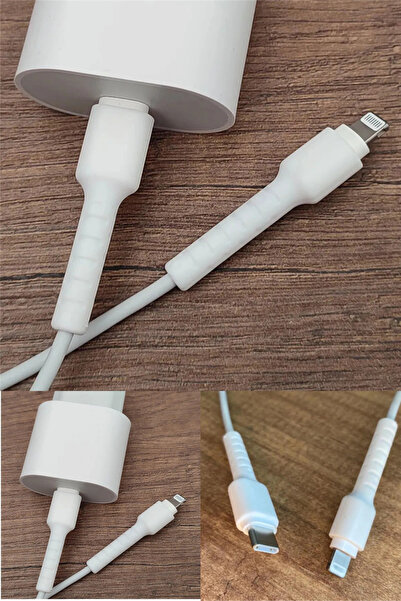 omilife Beyaz Kablo Ucu Koruyucu Iphone 11-12-13-14 Pro & Promax & Plus Model...
