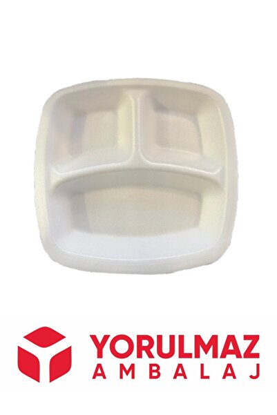 yorulmaz ambalaj 3 Bölmeli Kullan At Köpük Tabak 100 Adet