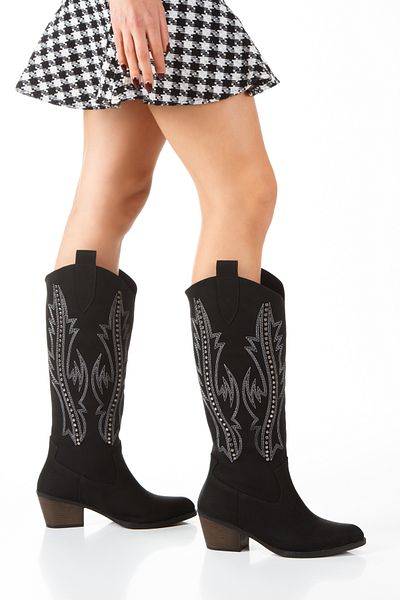 PASSAGE SHOES Ματ κεντημένες γυναικείες μπότες με τακούνι Cowboy - 7027