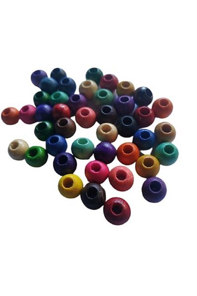 Selin 8 Mm Mixed Color Wooden Beads - 50 Grams (±225 Pieces)